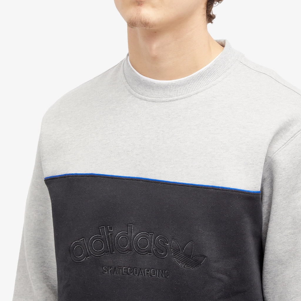 Adidas Originals Men's Skate Arched Crew Sweat Grey/Black/Blue